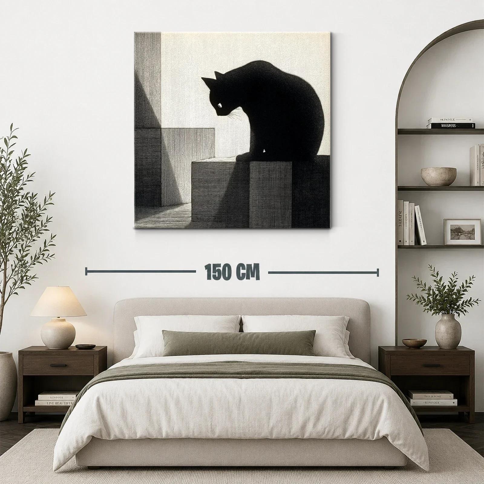 Silueta de gato oscuro sobre cubos geométricos — miniatura 3