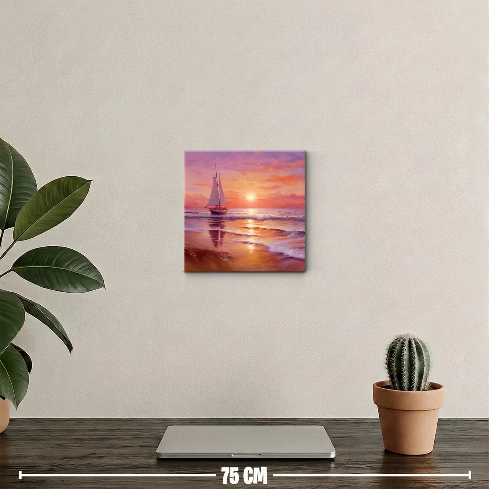 Atardecer sereno con velero navegando en mar tranquilo — miniatura 2