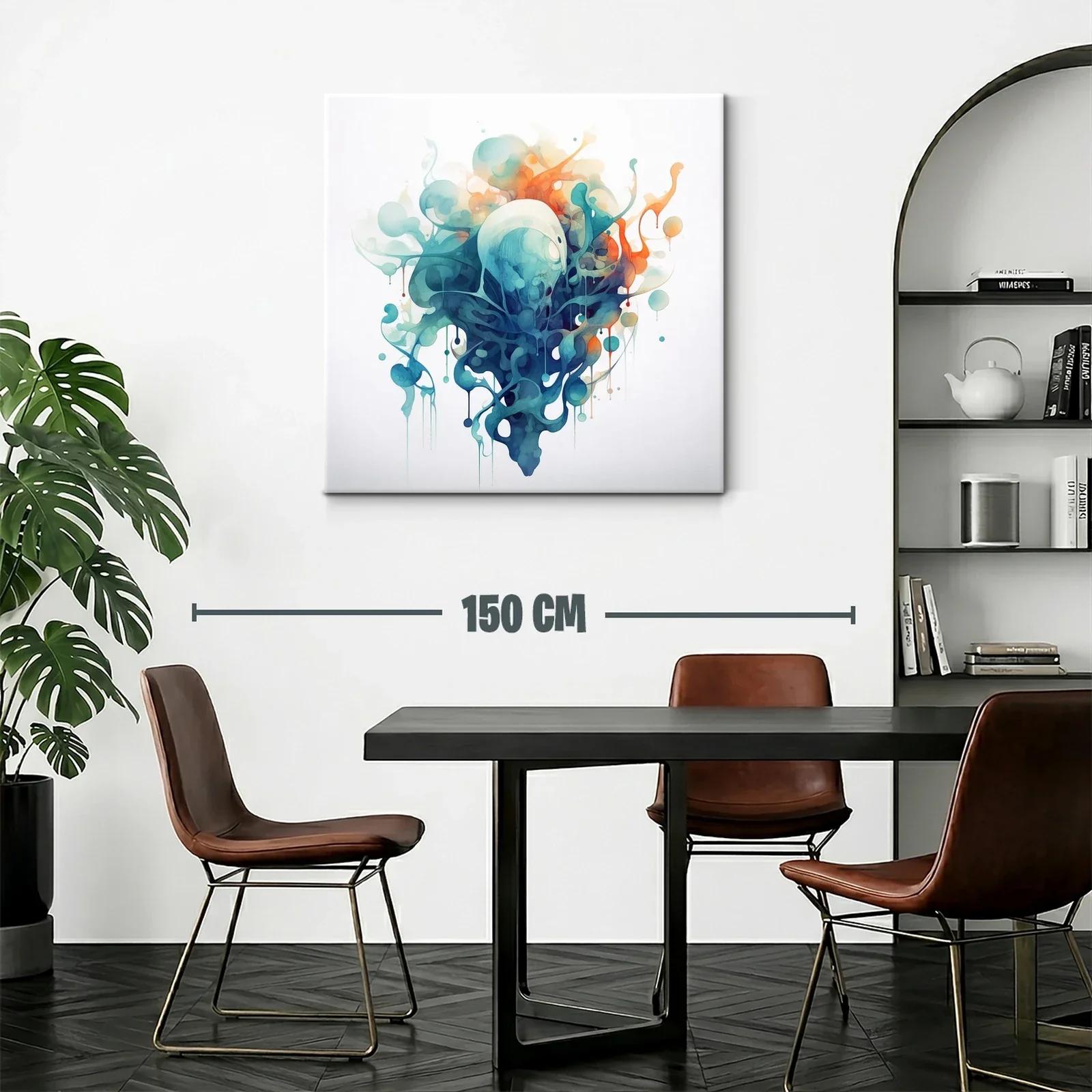 Composición abstracta con formas fluidas y tonos cálidos y fríos — miniatura 2