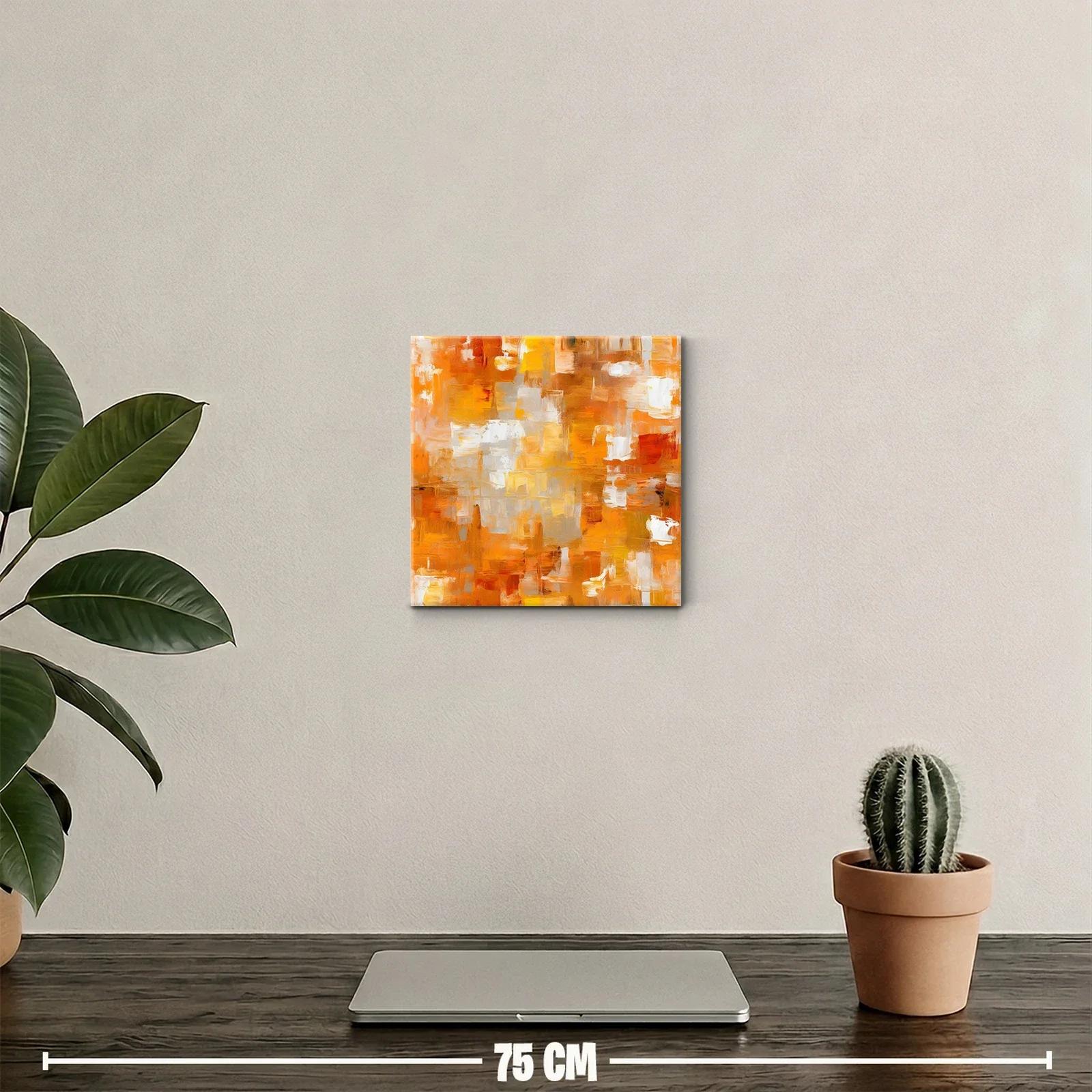 Cuadro abstracto con tonos cálidos y naranja vibrante — miniatura 2