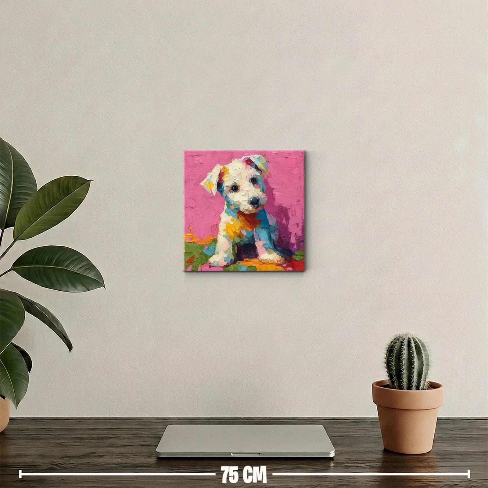 Perro en colores vibrantes con fondo rosa intenso — miniatura 2
