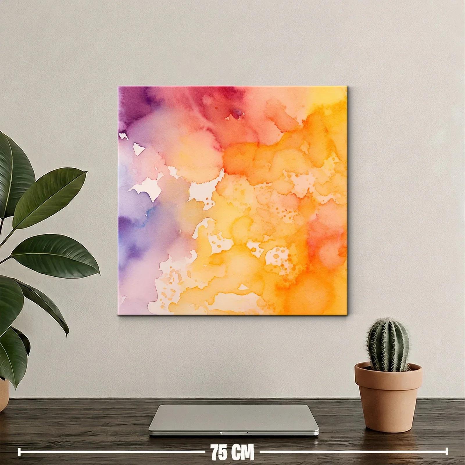 Cuadro abstracto en tonos cálidos y violetas vibrantes — miniatura 2