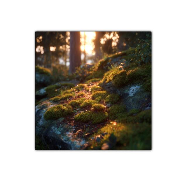 Manto verde iluminado por cálidos rayos dorados