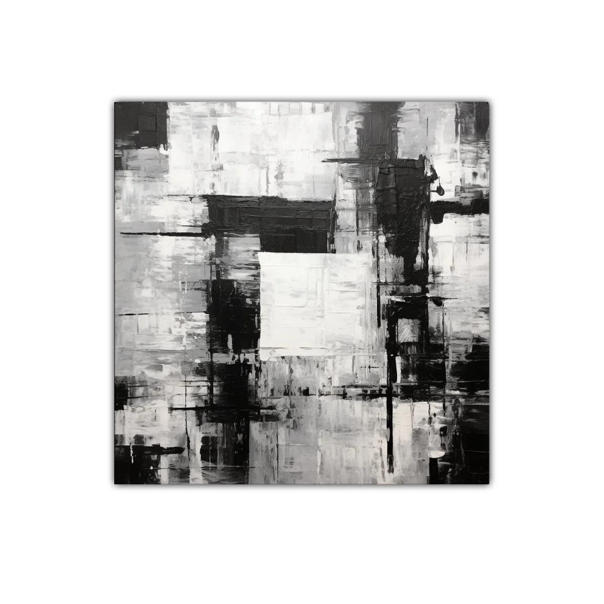 Cuadro Abstracto en Blanco Negro con Contrastes Intensos — imagen principal