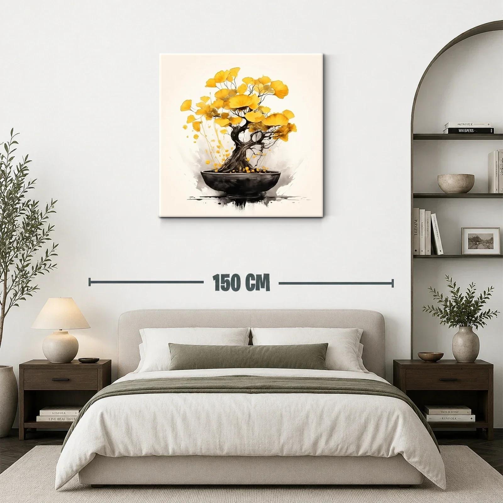 Árbol bonsái con hojas doradas en delicado equilibrio — miniatura 3