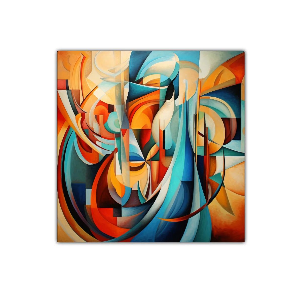 Composición abstracta con formas dinámicas y colores vivos