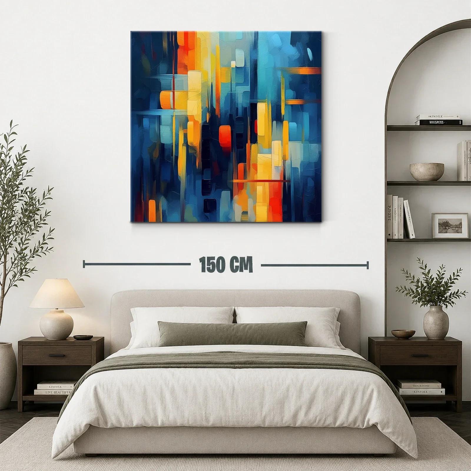 Composición abstracta vibrante con tonos cálidos y fríos — miniatura 3