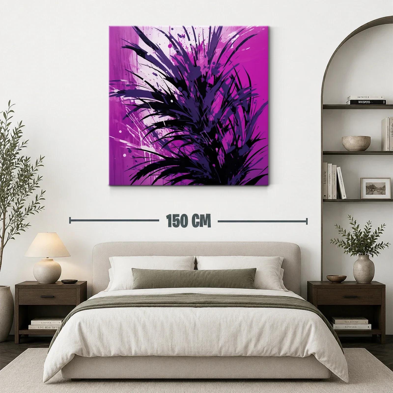 Cuadro abstracto con explosión de tonos morados y negros — miniatura 3