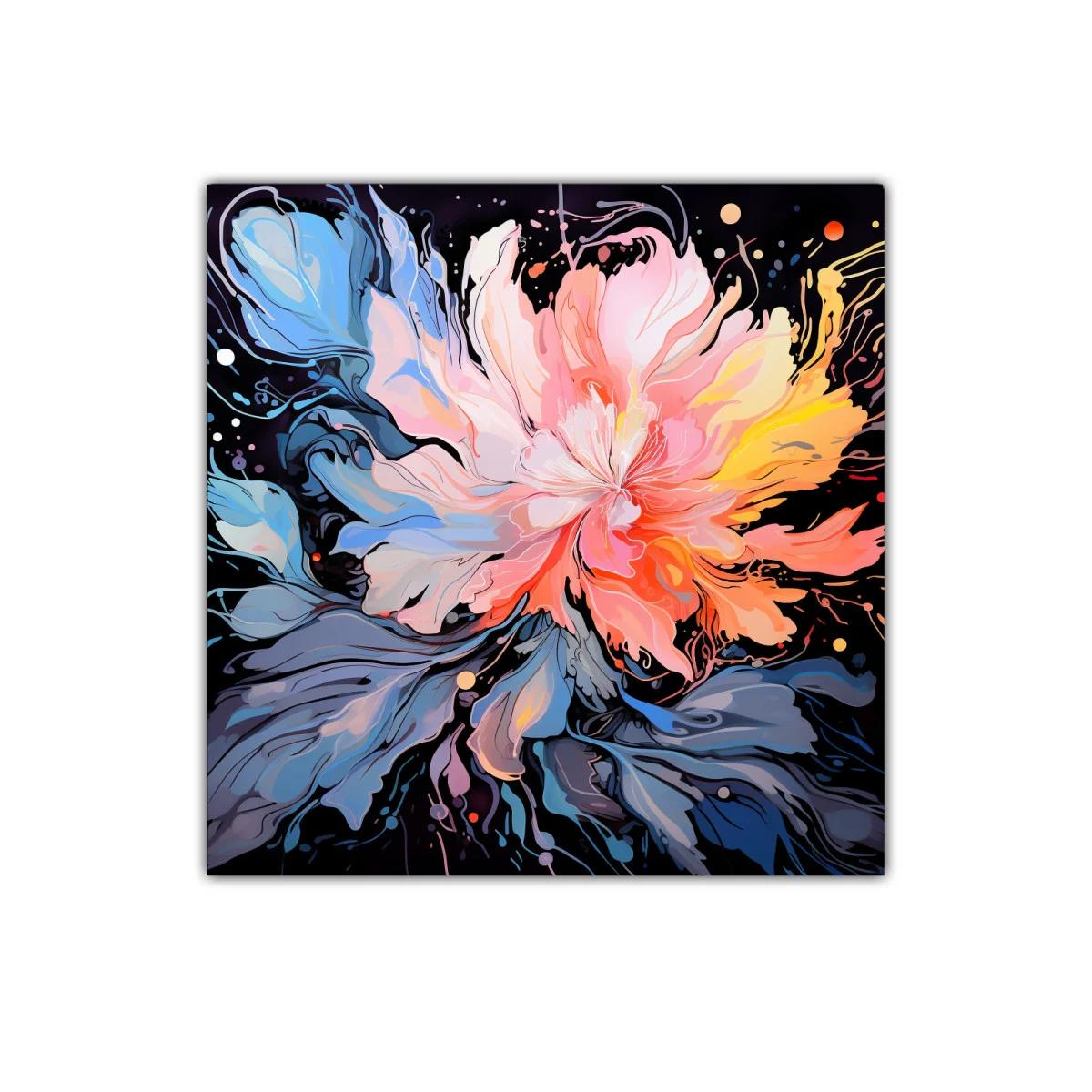 Cuadro floral abstracto con paleta vibrante y dinámica — imagen principal