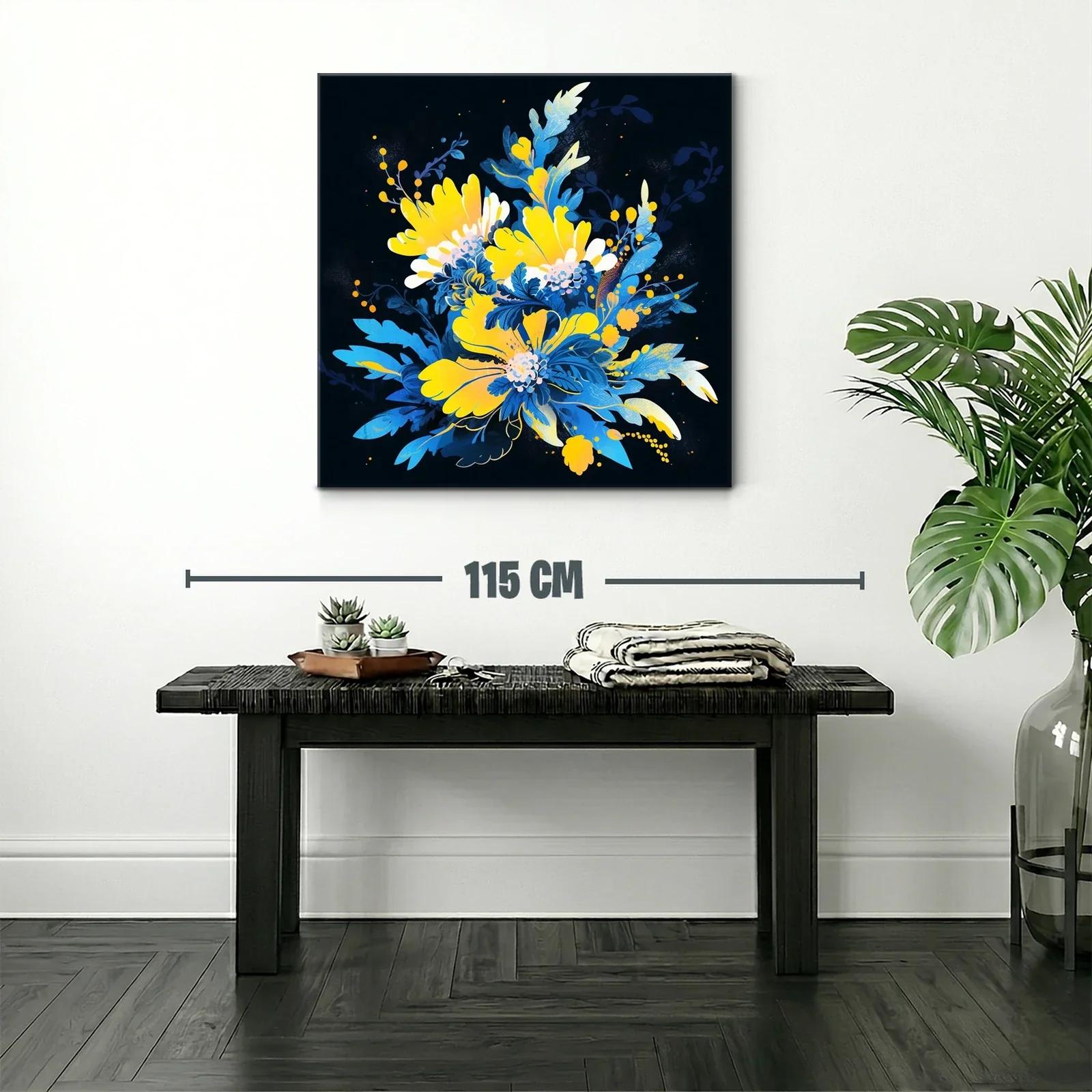 Composición floral vibrante en tonos azul y amarillo — miniatura 2