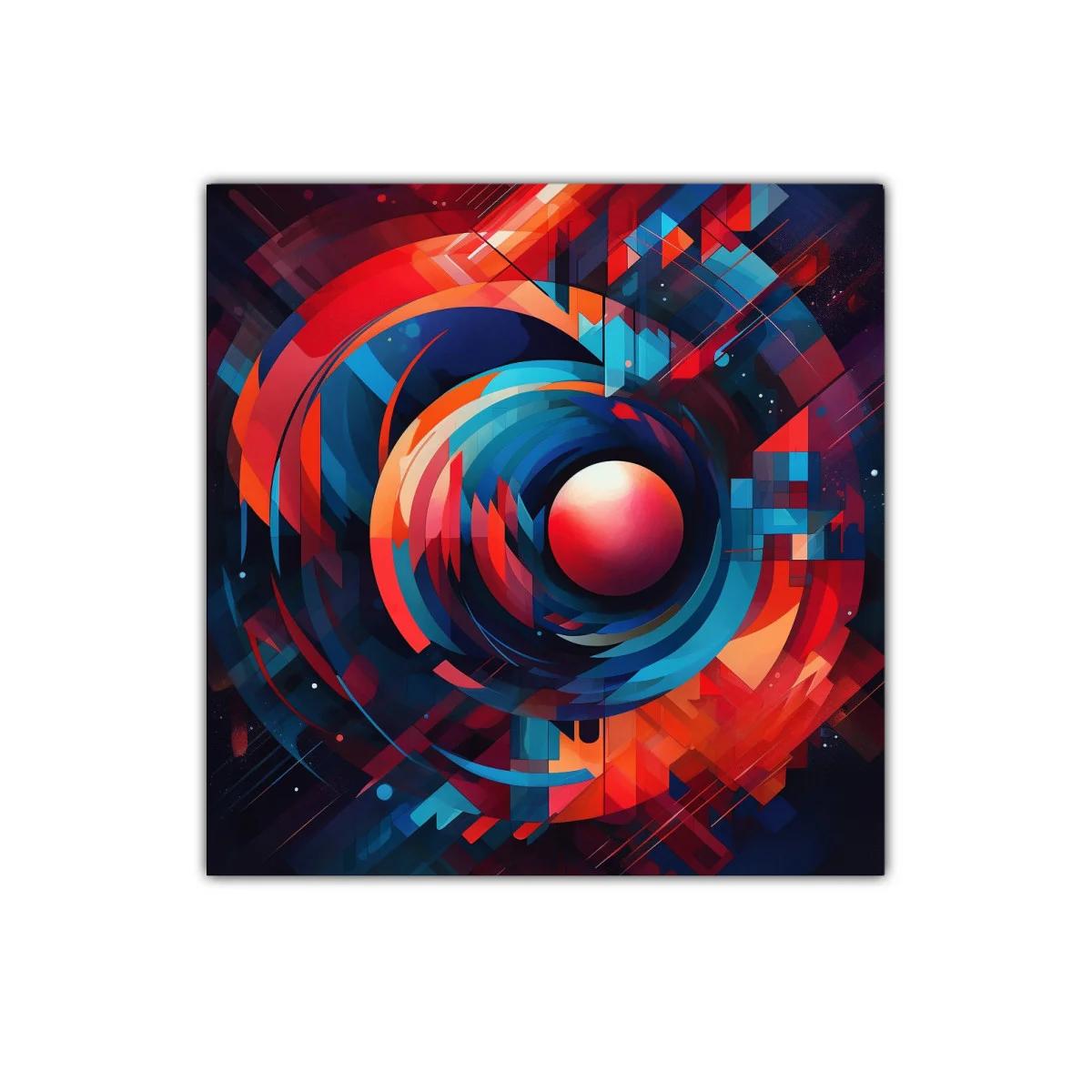 Cuadro abstracto con formas circulares en tonos brillantes