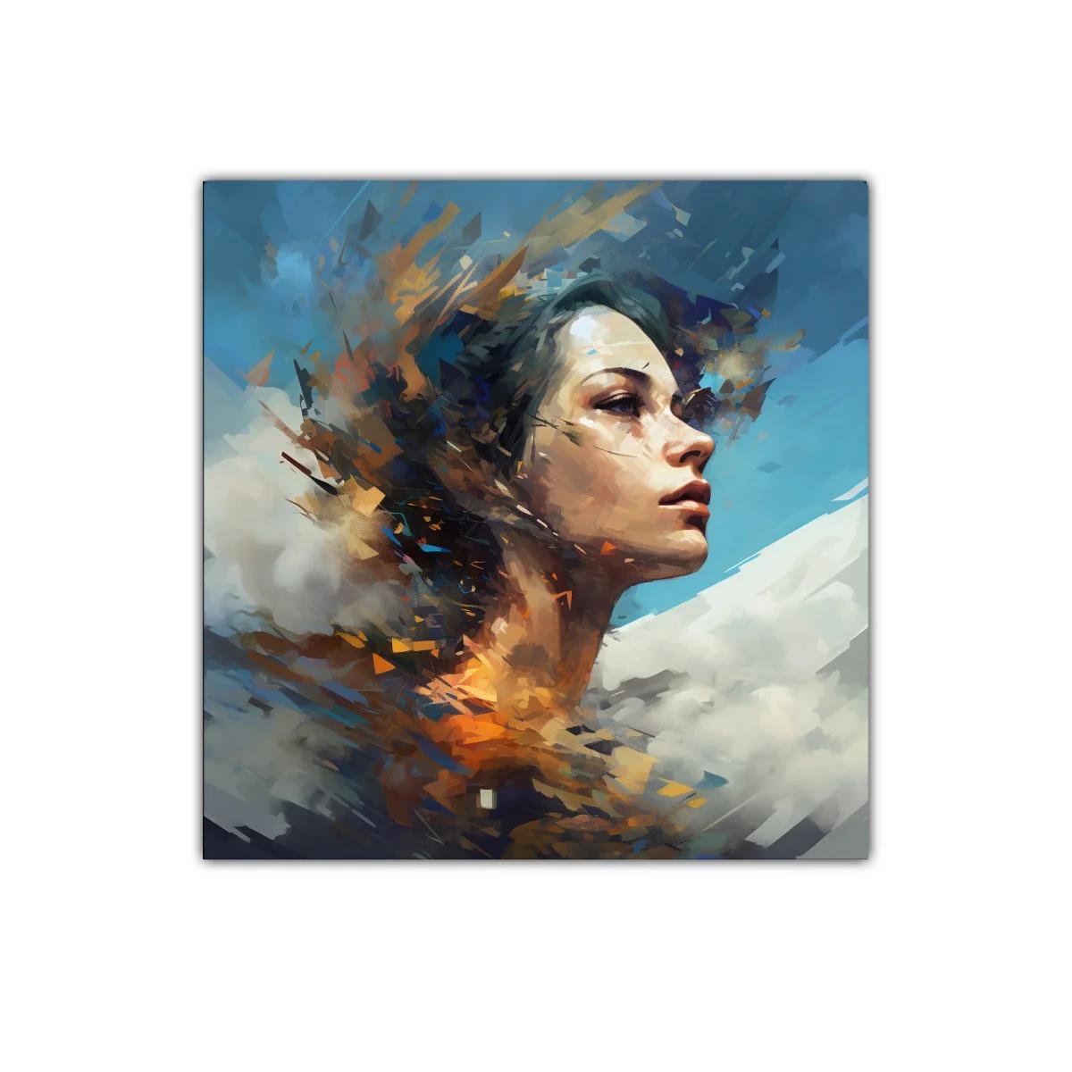 Retrato femenino surrealista con tonos cálidos y azules — miniatura 1