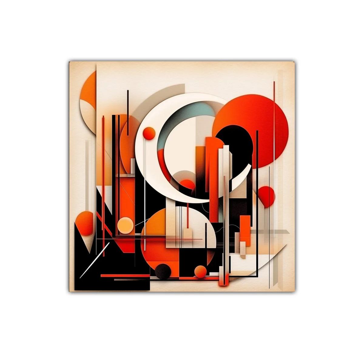 Cuadro abstracto con formas geométricas y colores vibrantes