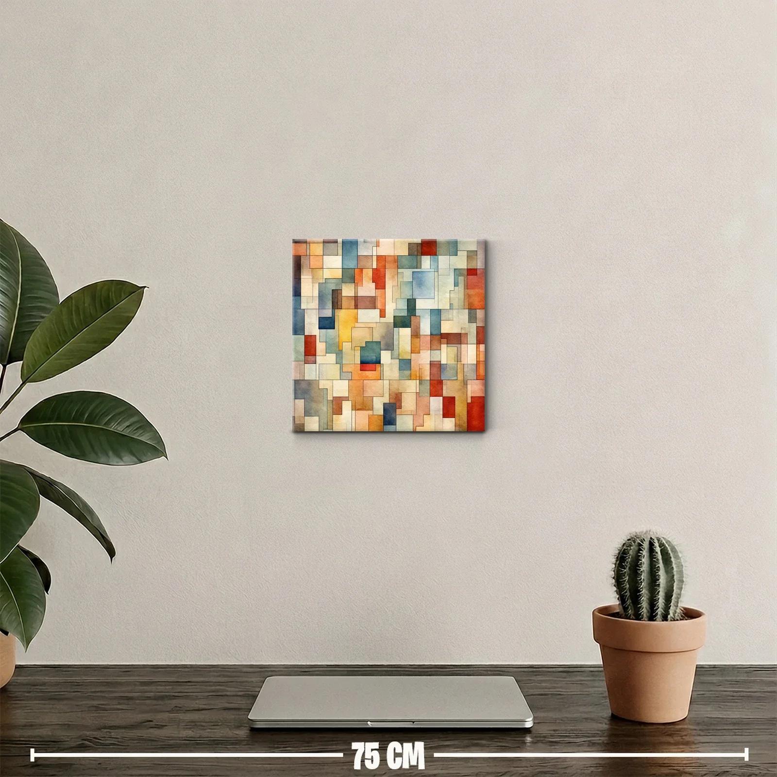 Composición abstracta con bloques en tonos cálidos y fríos — miniatura 2