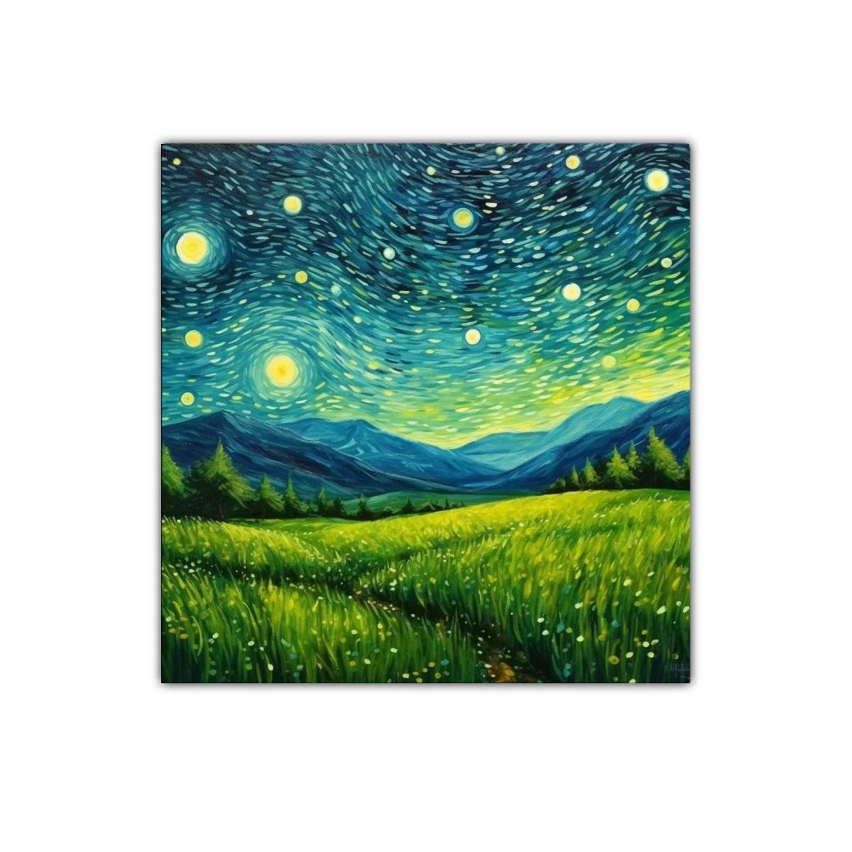 Campo bajo un cielo estrellado vibrante y colorido — imagen principal