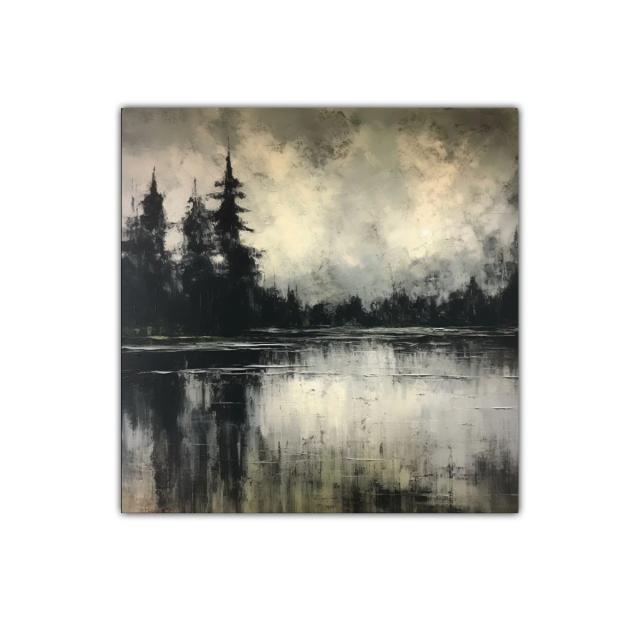 Paisaje abstracto con reflejos en tonos neutros y negros