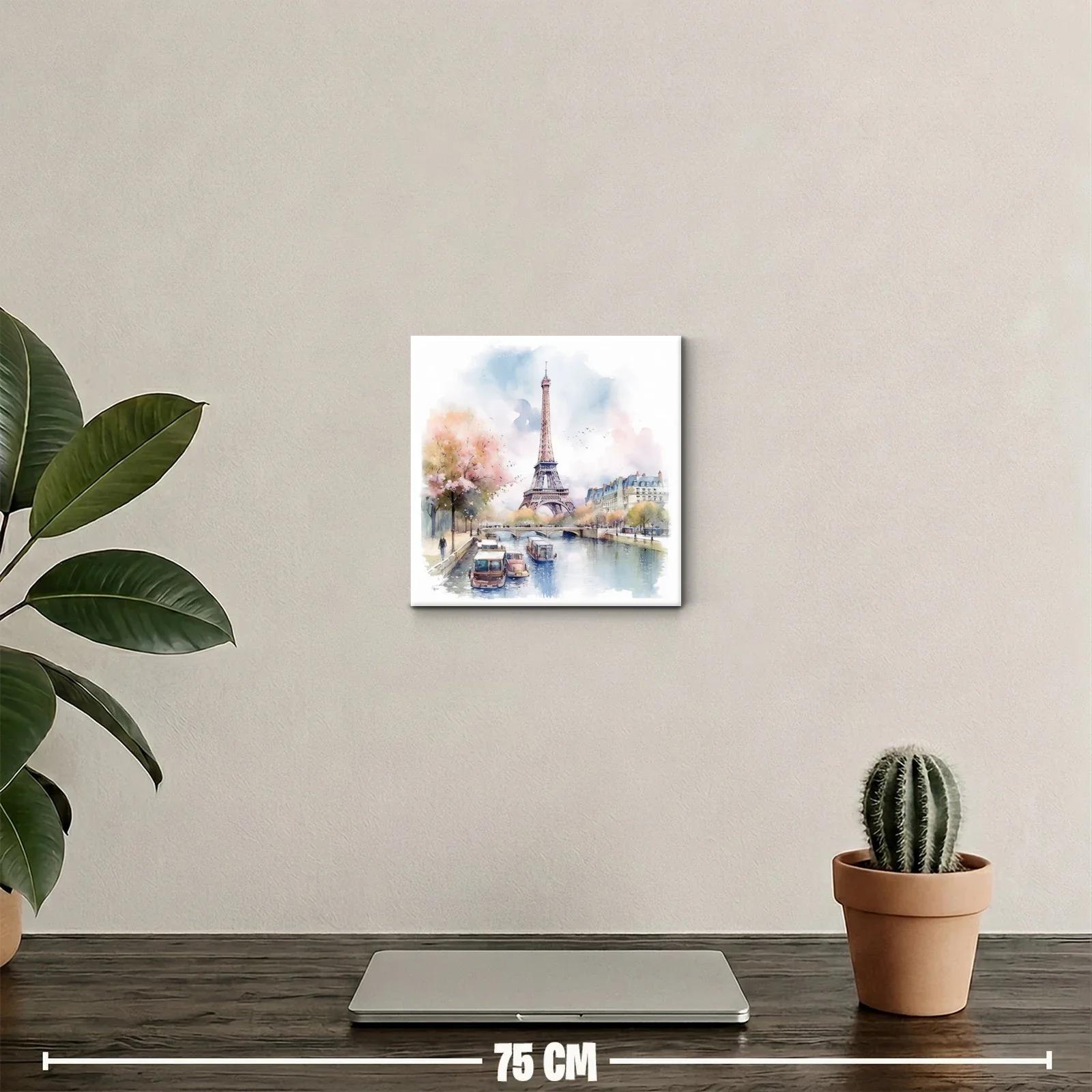 Encantador paisaje parisino con la Torre Eiffel y río sereno — miniatura 2