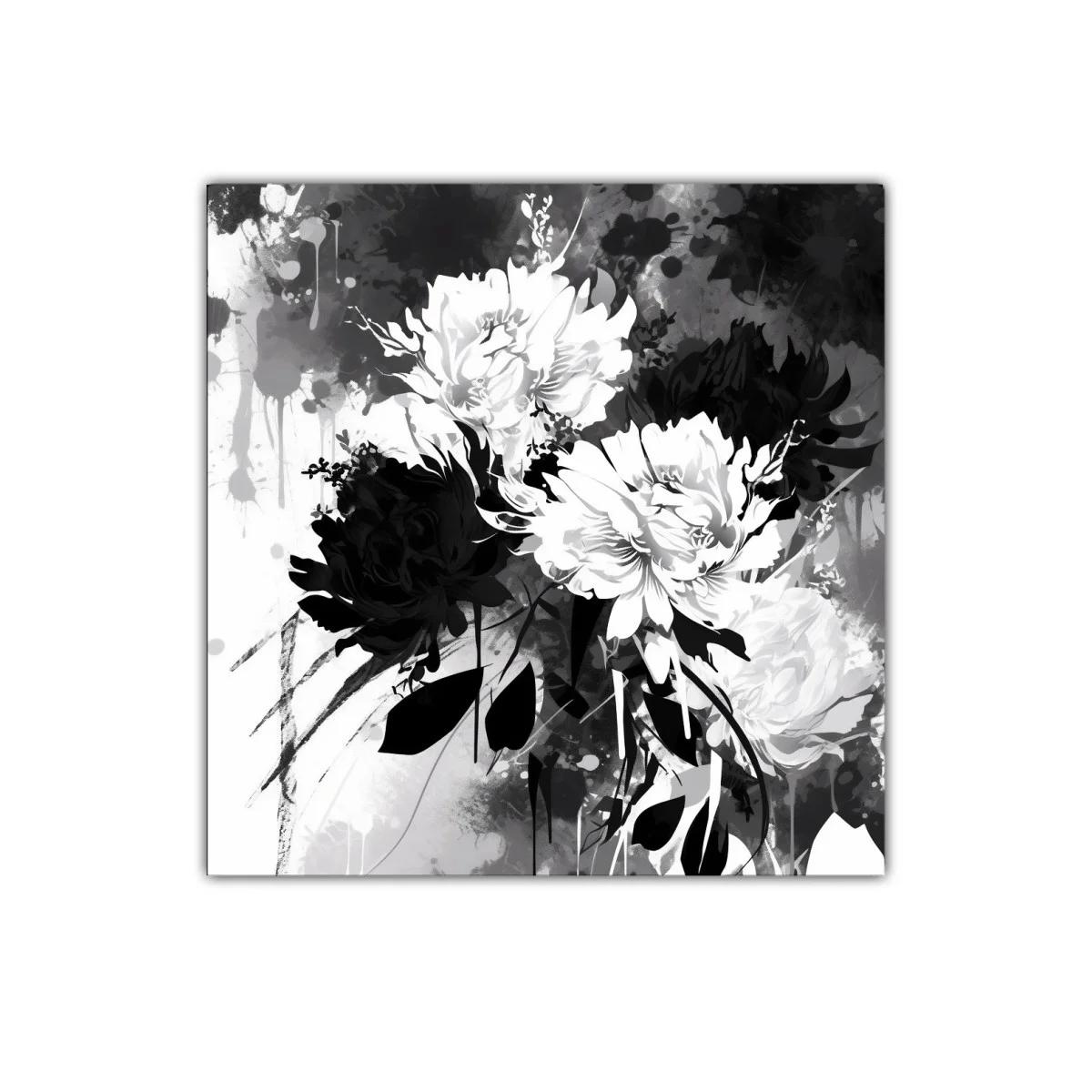 Cuadro floral en blanco y negro con estilo contemporáneo — imagen principal