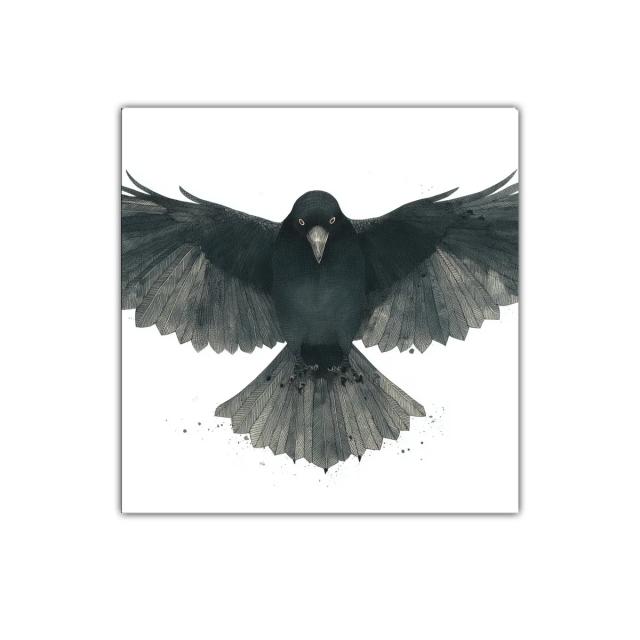 Cuadro contemporáneo de cuervo con alas extendidas
