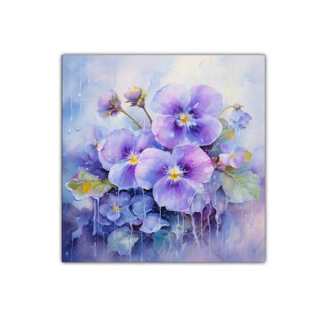 Delicadas flores violetas en composición etérea y brillante