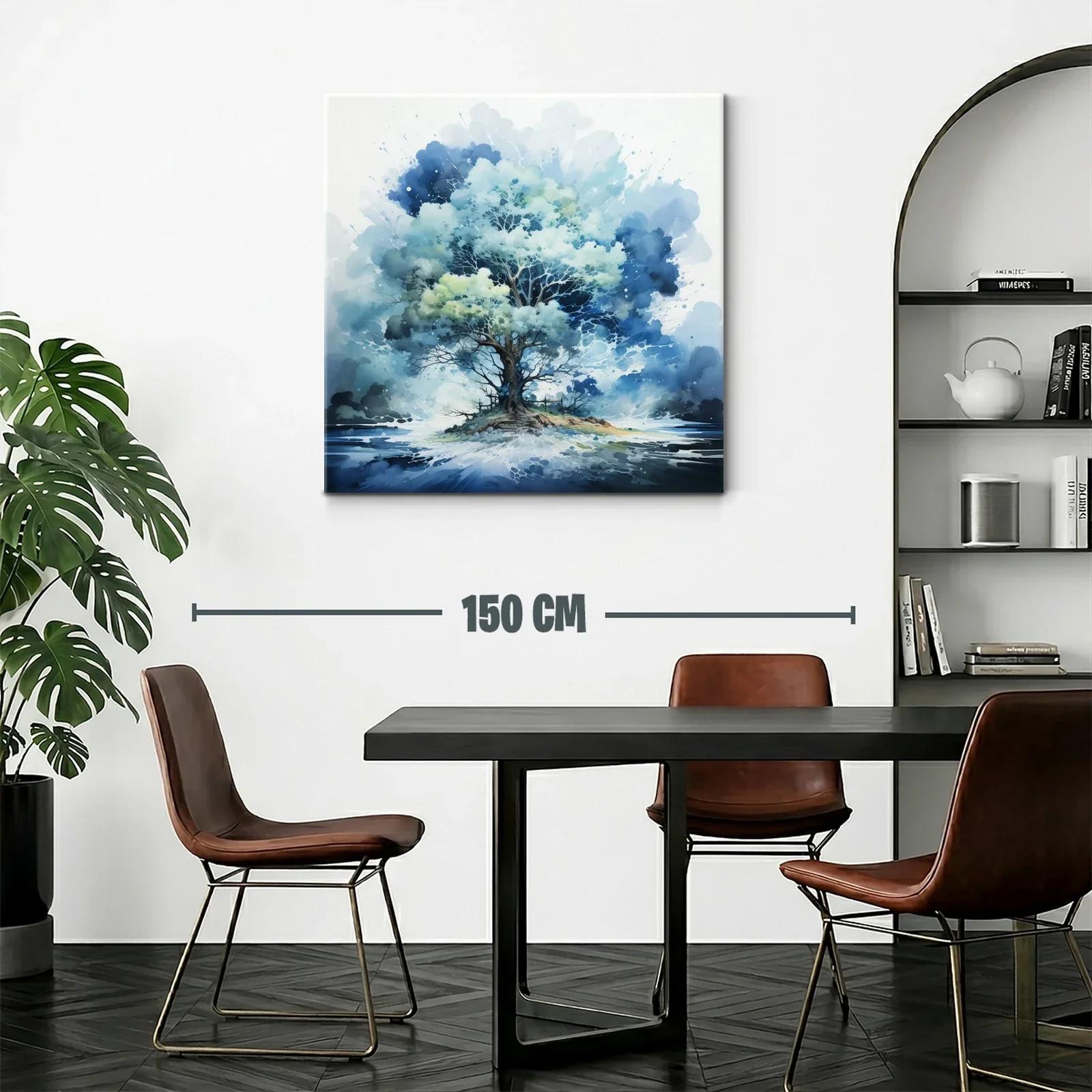 Árbol azul en isla flotante con fondo abstracto — miniatura 2