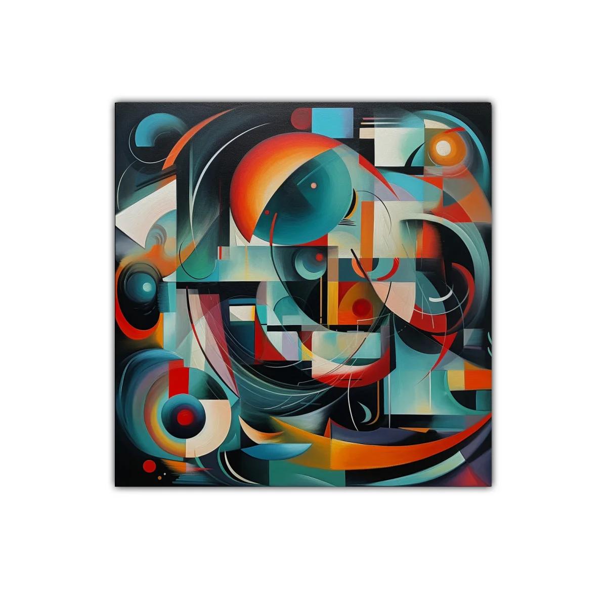 Composición abstracta con formas circulares y colores vibrantes