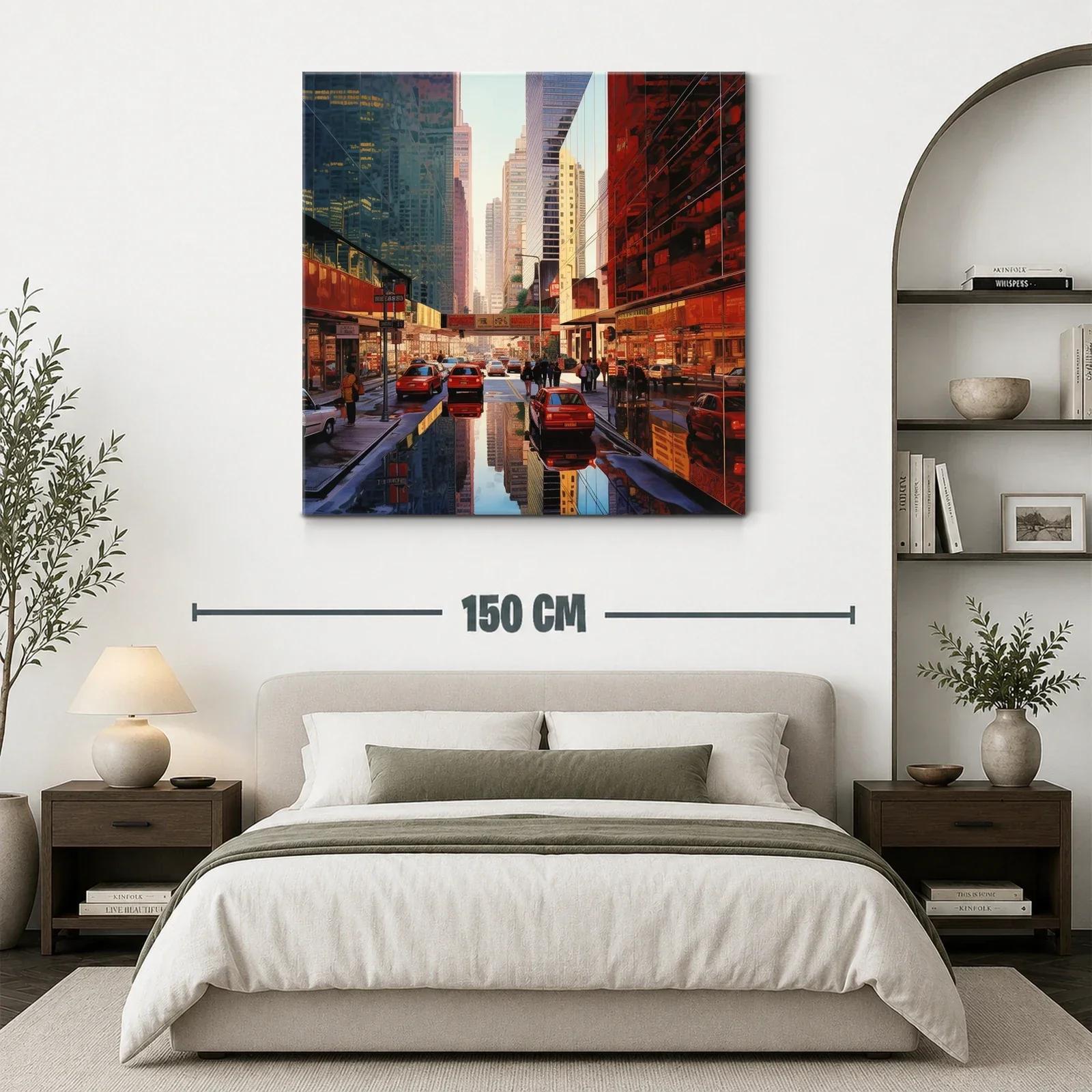 Calle urbana con reflejos de rascacielos y tráfico diario — miniatura 3