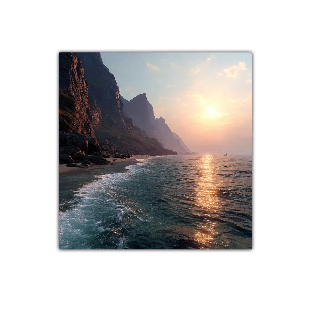 Atardecer en acantilados junto al mar tranquilo y sereno — imagen principal