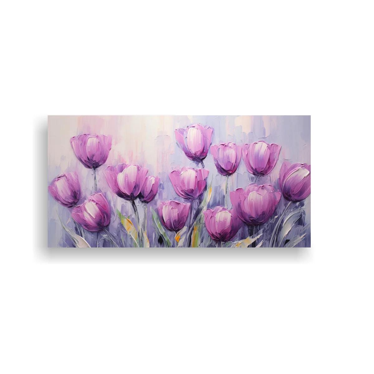 Cuadro tulipanes morados en tonos lila