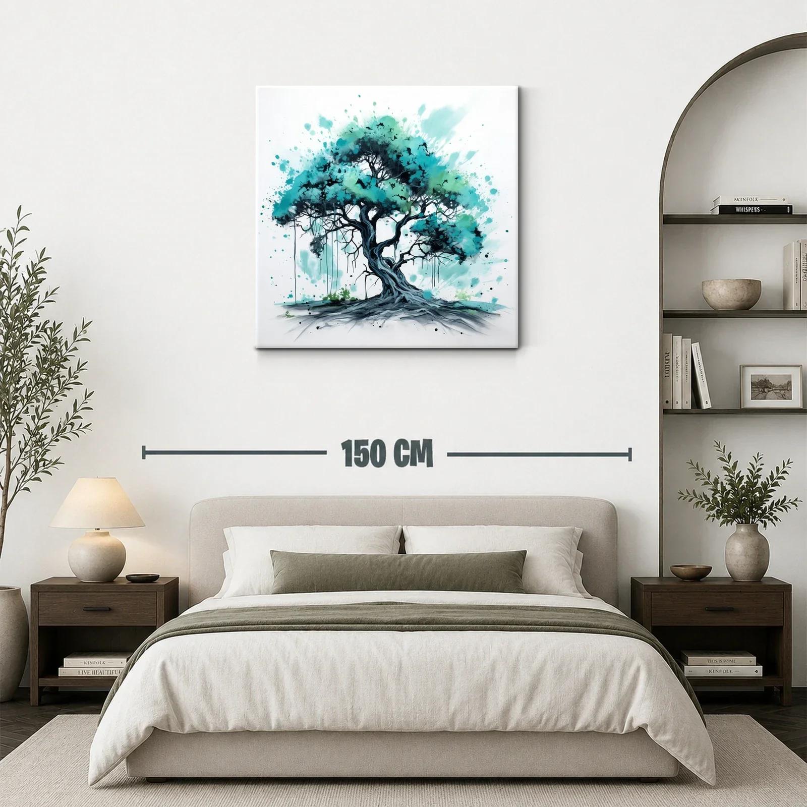 Árbol en tonos verdes y azules con estilo artístico moderno — miniatura 3