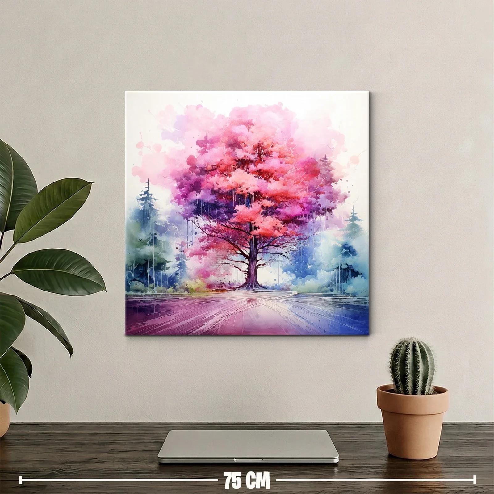 Árbol vibrante en tonos rosas y púrpuras con entorno nebuloso — miniatura 2