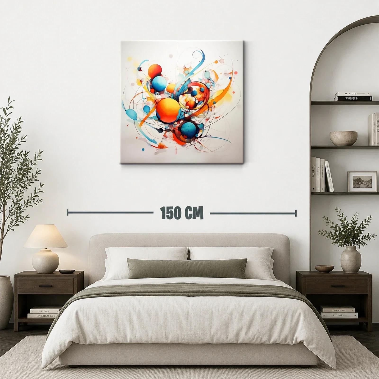 Cuadro Abstracto con Esferas en Tonos Cálidos y Fríos — miniatura 3