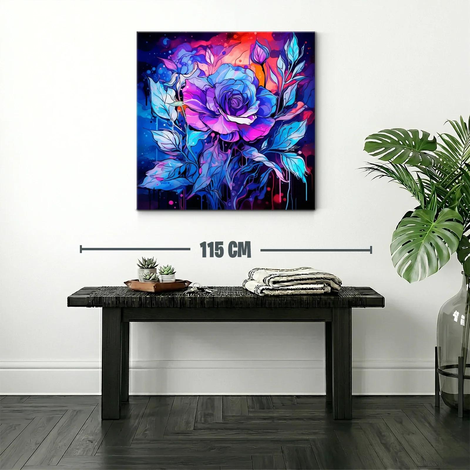 Rosa vibrante en tonos azules y morados para un toque moderno — miniatura 2