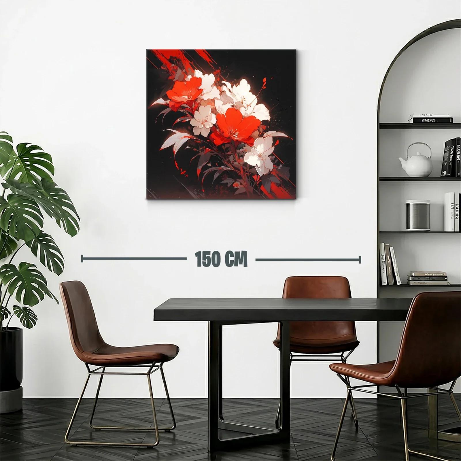 Composición floral vibrante en rojos y blancos sobre fondo oscuro — miniatura 2