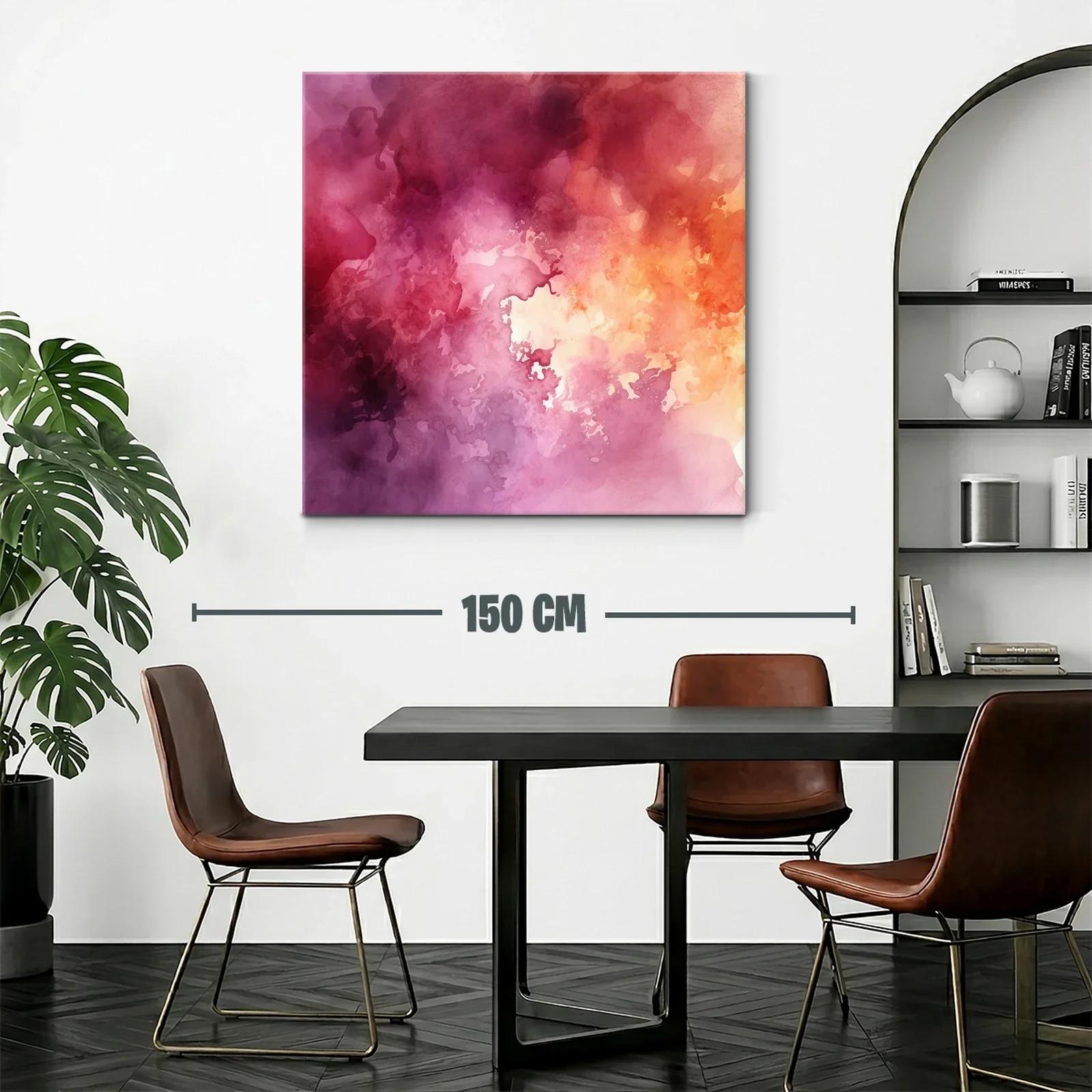 Cuadro abstracto con tonos cálidos y violetas intensos — miniatura 2