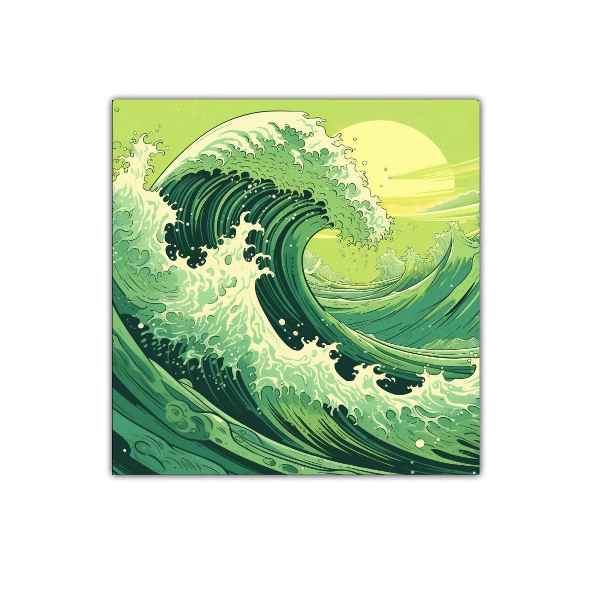 Ola rompiente en tonalidades verde lima y esmeralda — imagen principal