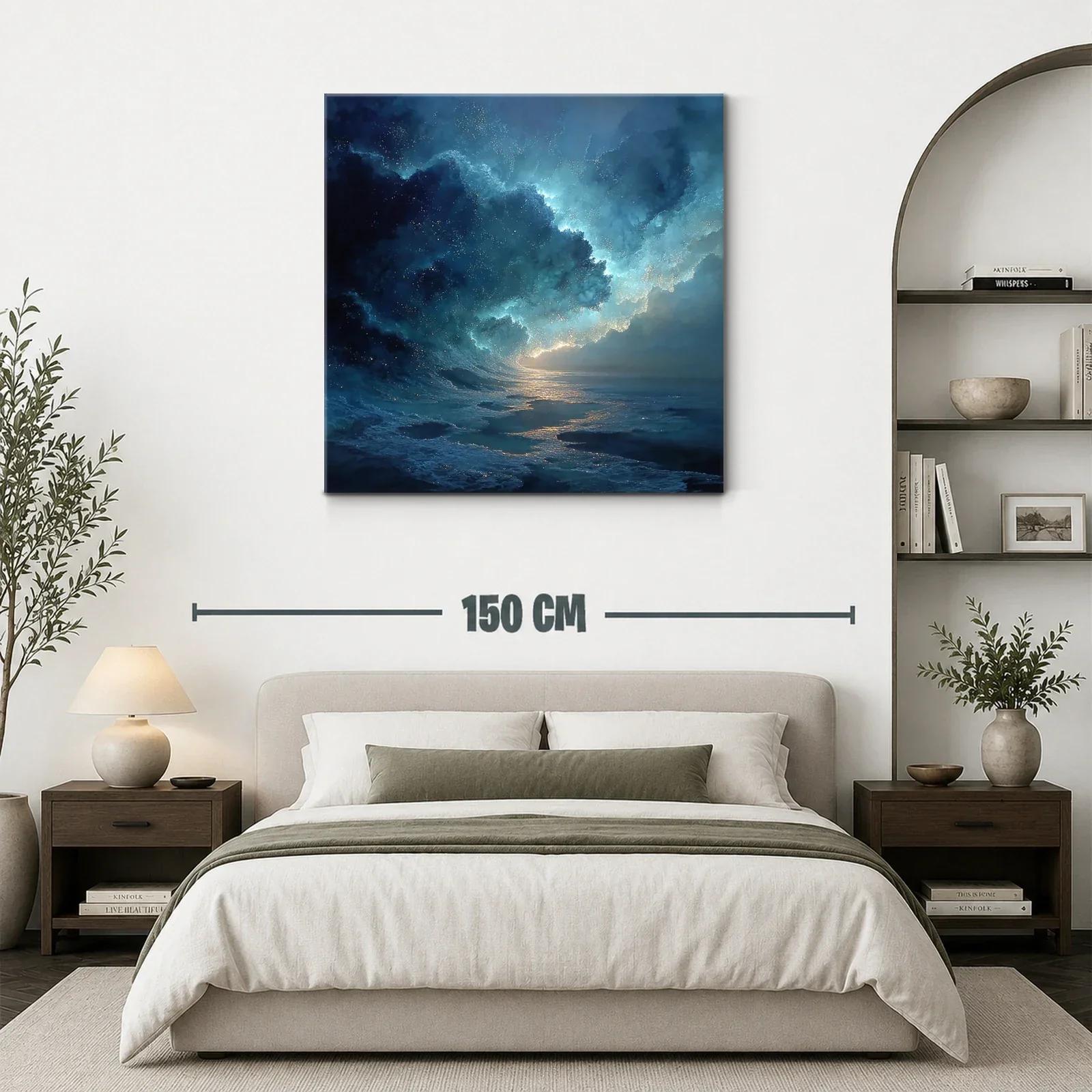 Olas nocturnas con destellos de luz en azul profundo — miniatura 3