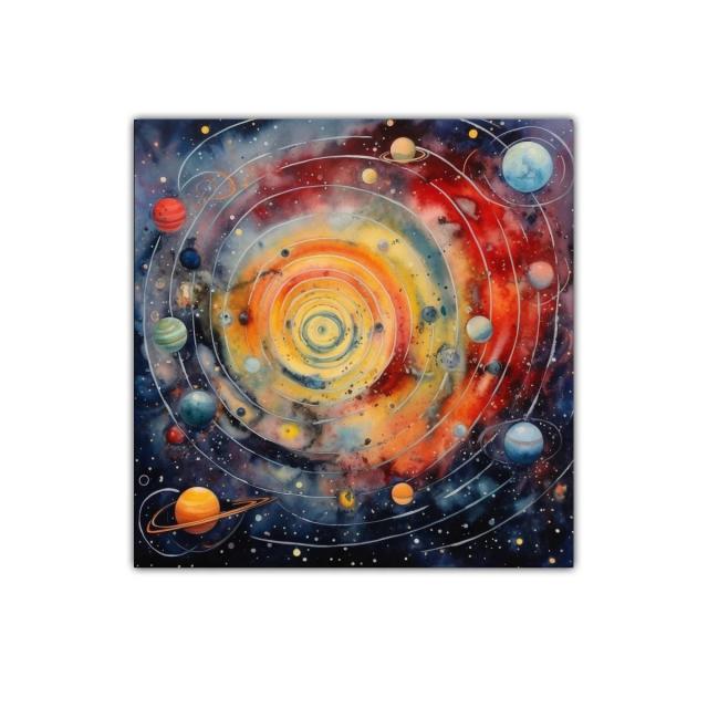 Cuadro decorativo con galaxia en colores cálidos y fríos