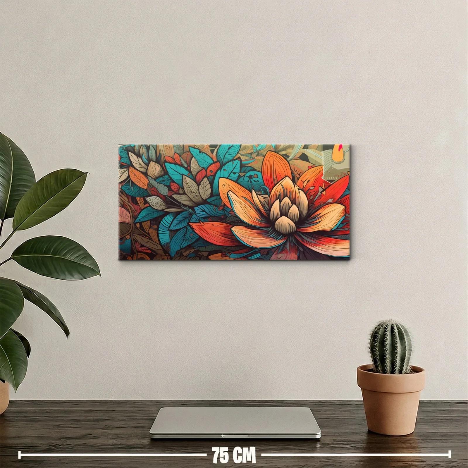 Cuadro flor de loto abierta con follaje denso — miniatura 2