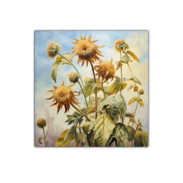 Cuadro decorativo de girasoles en tonos cálidos y suaves