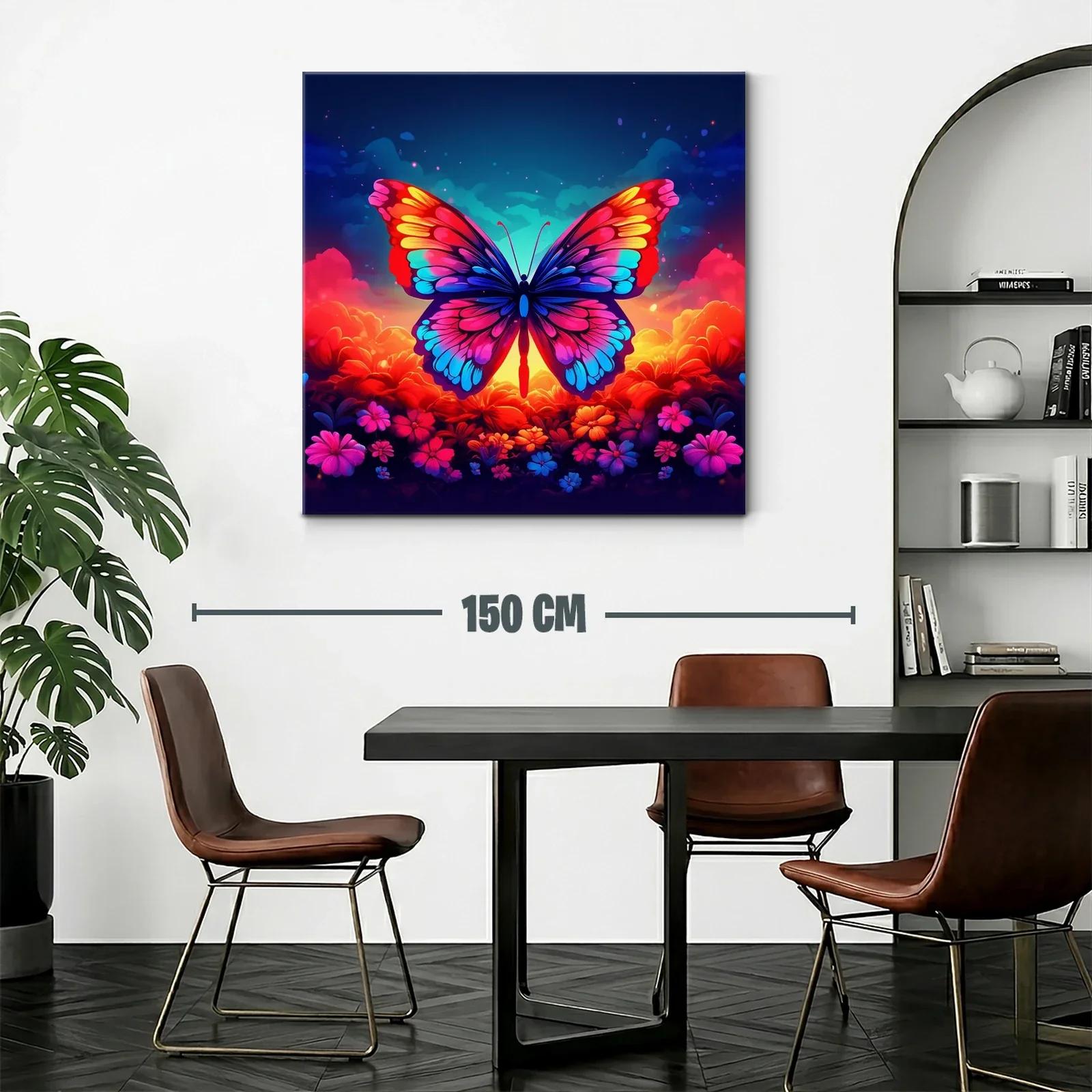 Mariposa vibrante sobre fondo floral al atardecer — miniatura 2
