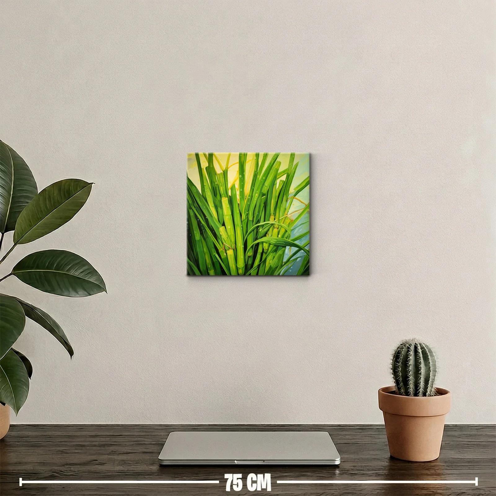 Cuadro decorativo de tallos verdes con gotas de agua — miniatura 2