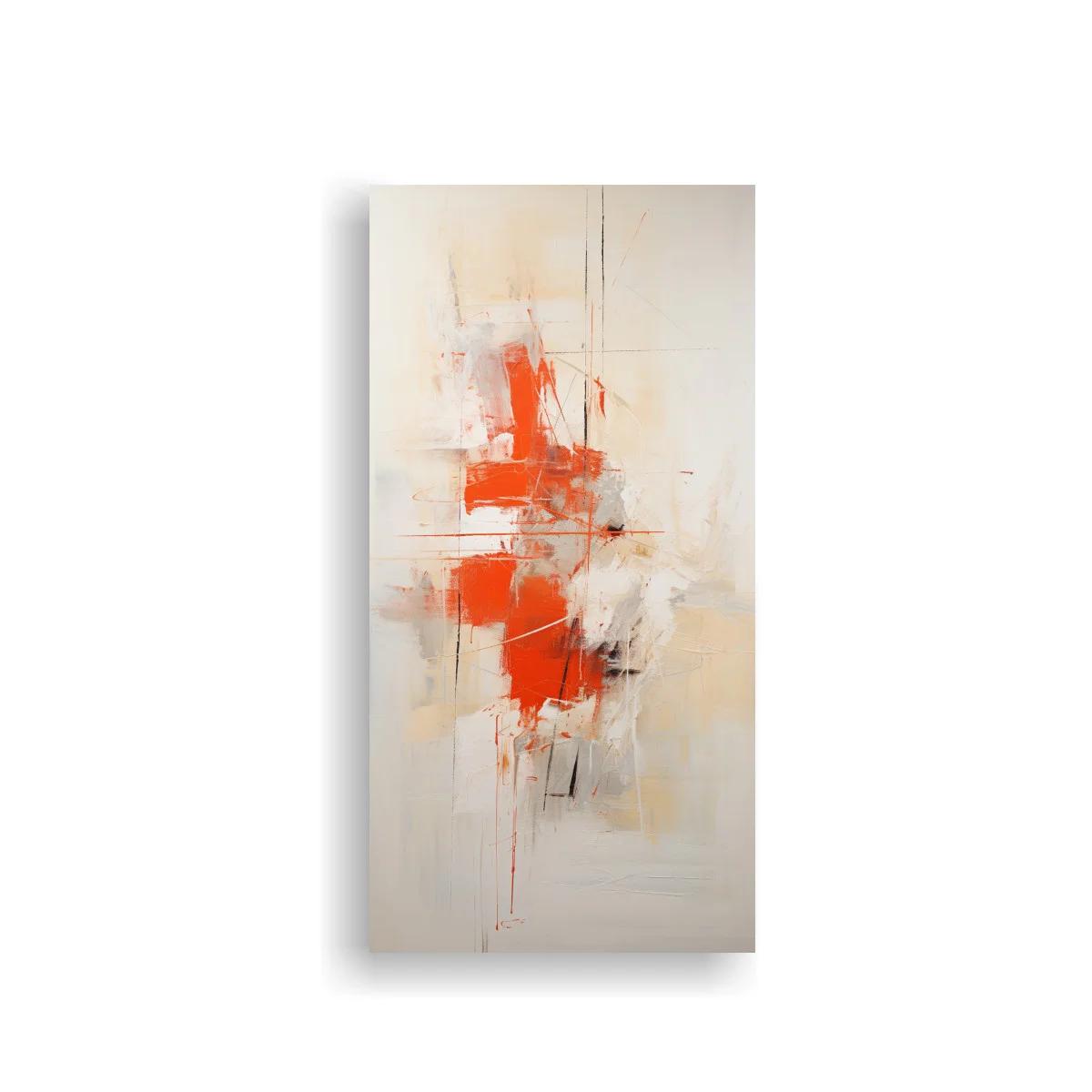 Cuadro abstracto de manchas rojas con trazos finos