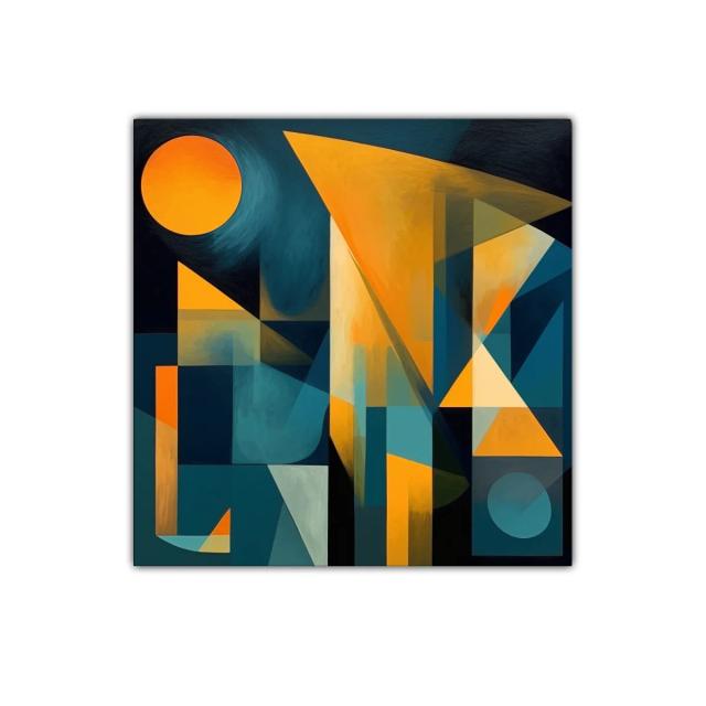 Composición abstracta con formas geométricas y tonos cálidos