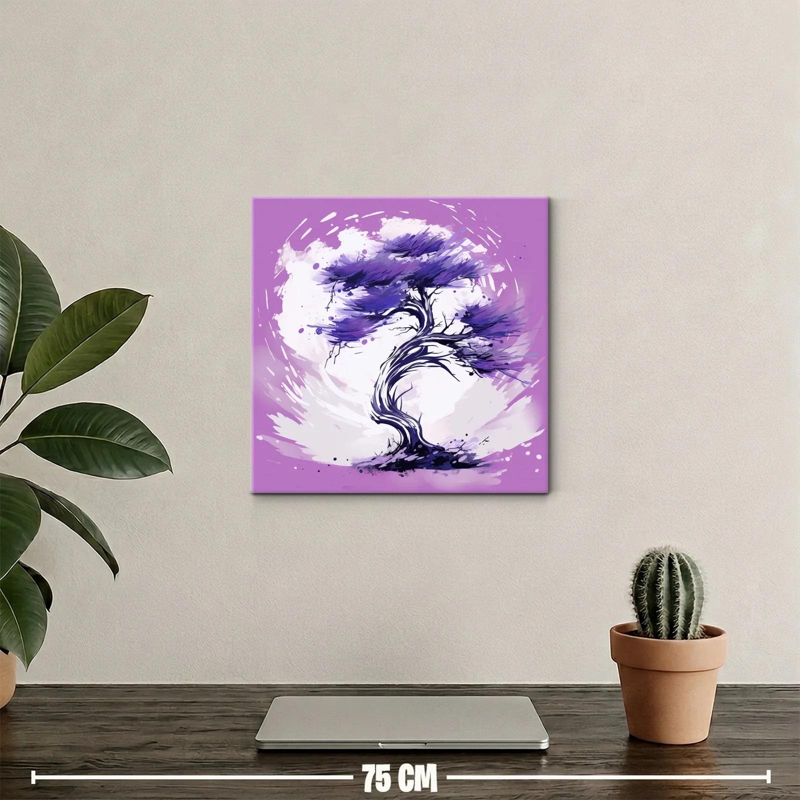 Árbol estilizado en tonos morados y lilas vibrantes — miniatura 2