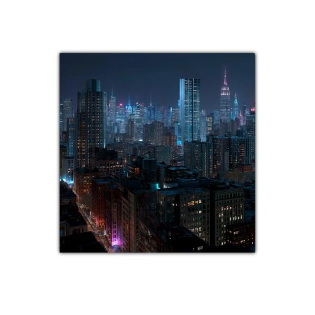 Panorámica nocturna de ciudad iluminada y vibrante