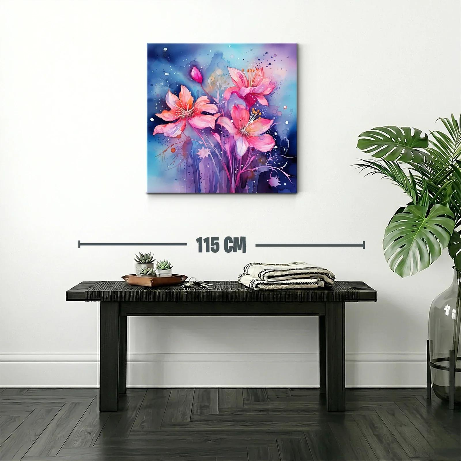 Flores vibrantes en tonos rosa y azul profundo — miniatura 2