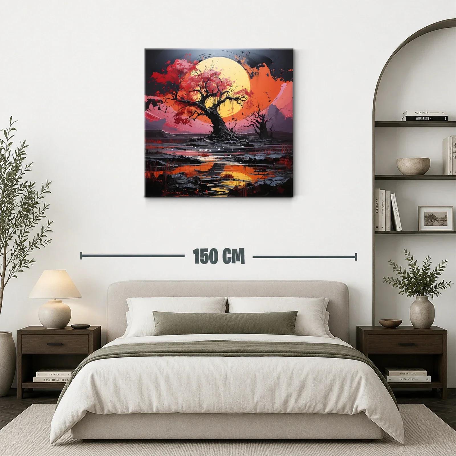 Árbol esplendoroso con luna llena y reflejos vibrantes — miniatura 3