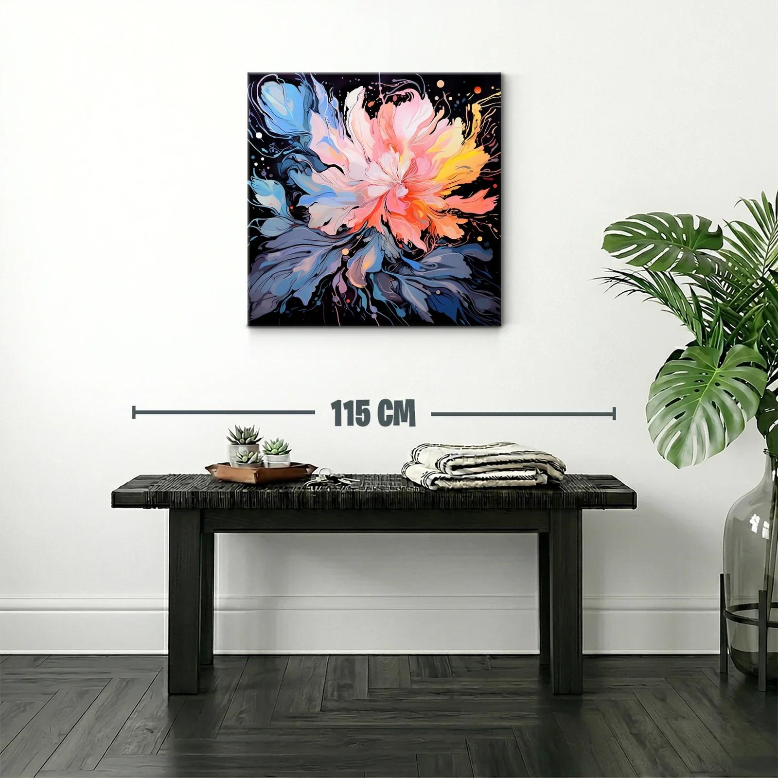 Cuadro floral abstracto con paleta vibrante y dinámica — miniatura 2