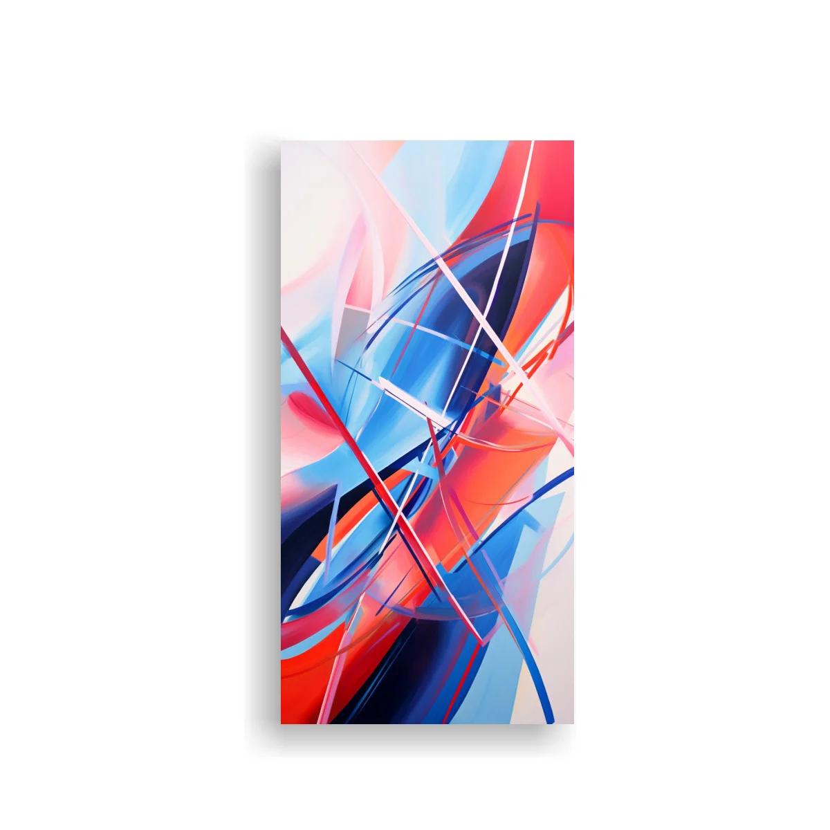 Cuadro abstracción gestual geométrica con trazos rojos y azules — imagen principal